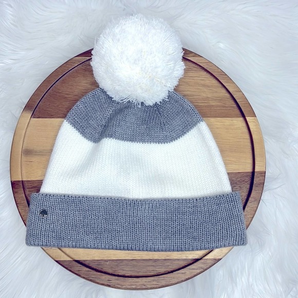 kate spade Accessories - #34 KATE SPADE l Ivory  Color Block Beanie Knit Hat